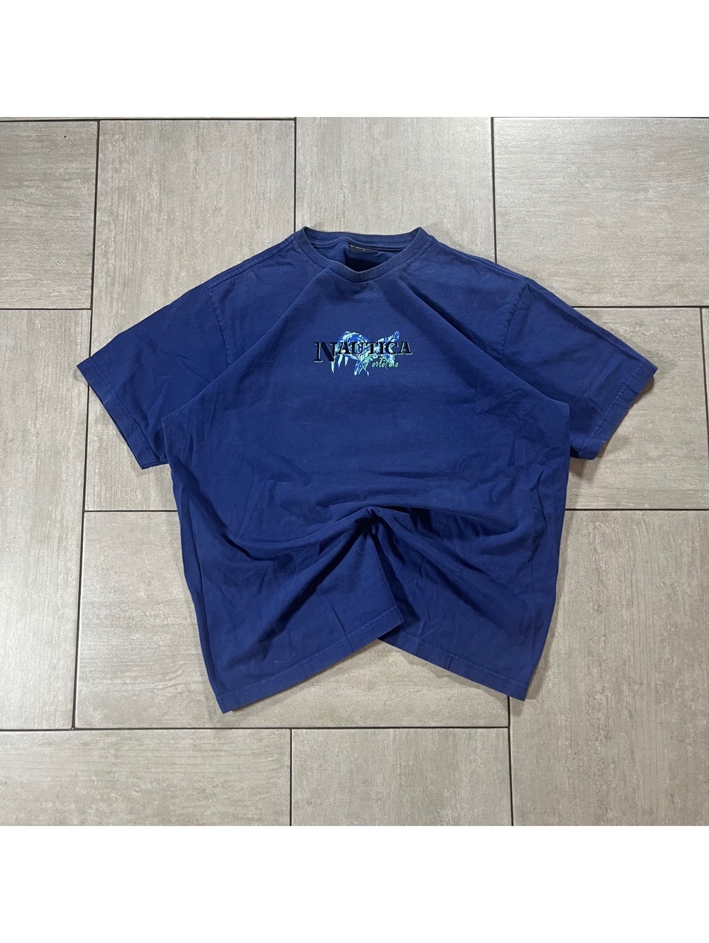 Vintage Nautica Graphic T-Shirt Cotton Blue Large